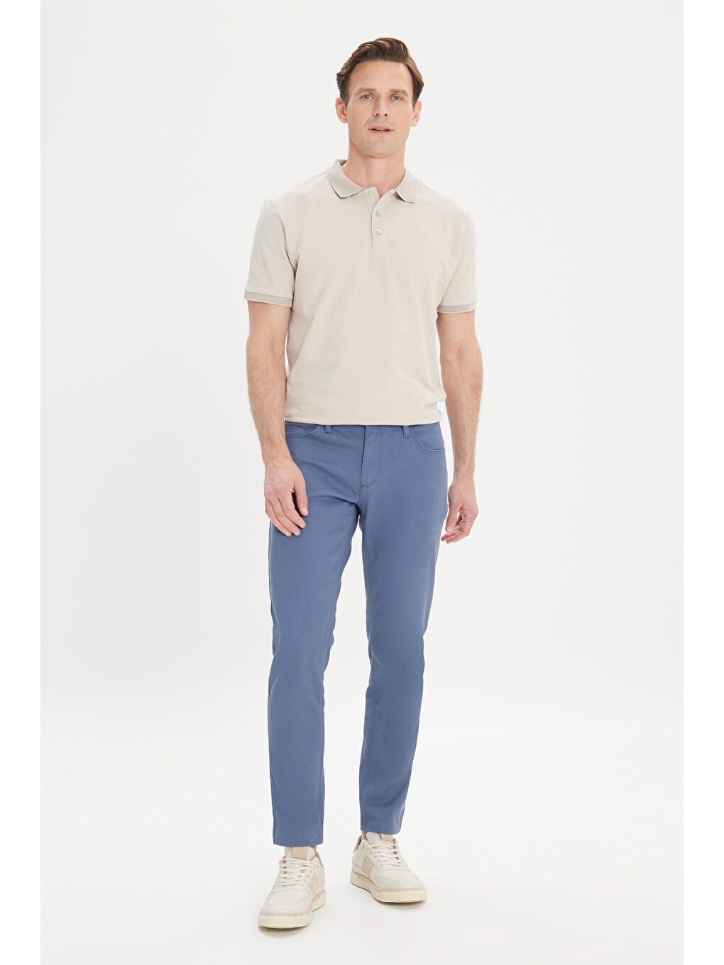 Erkek Petrol Slim Fit Dar Kesim 5 Cep Armürlü Esnek Pantolon-1