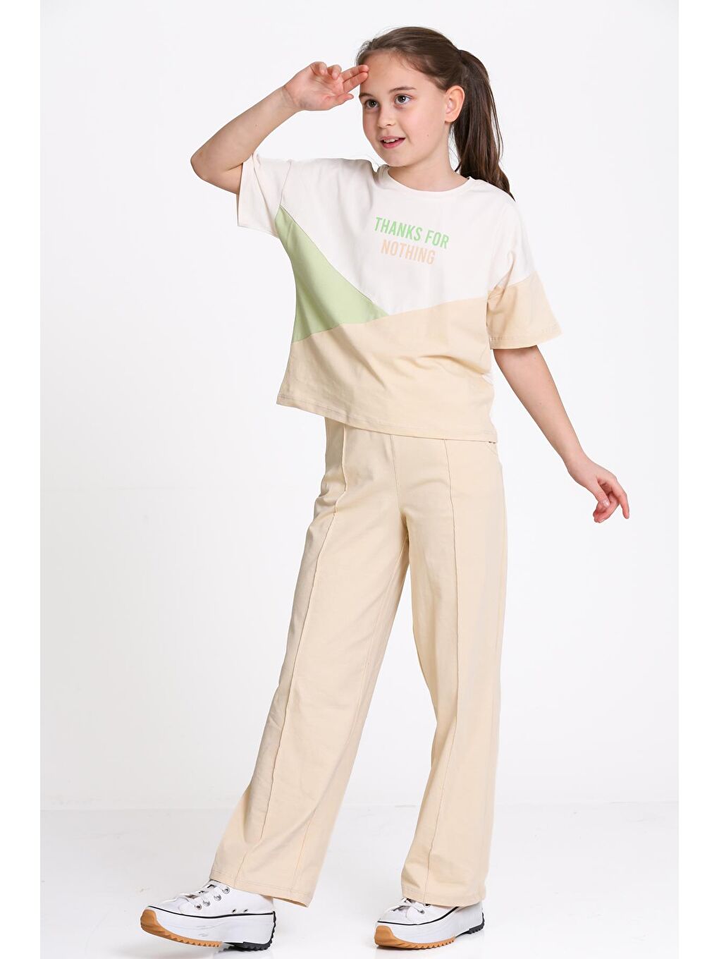 Bej Thanks For Nothing Baskılı 5-9 Yaş Takım - 2451-1