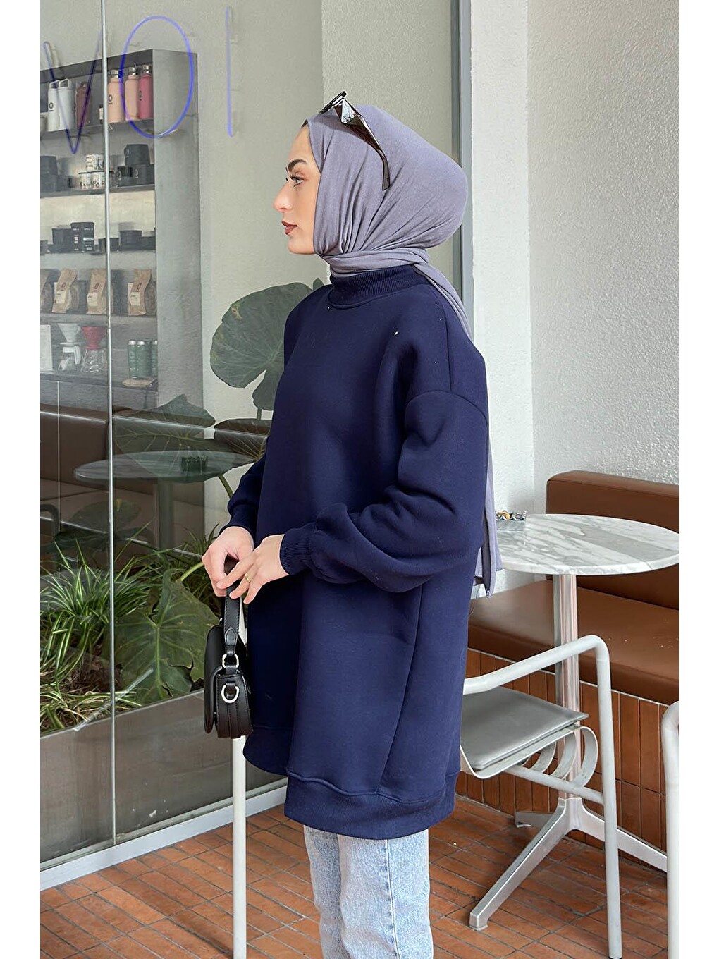 Üç İplikli Yarım Balıkçı Yakalı Basic Tunik Lacivert-1