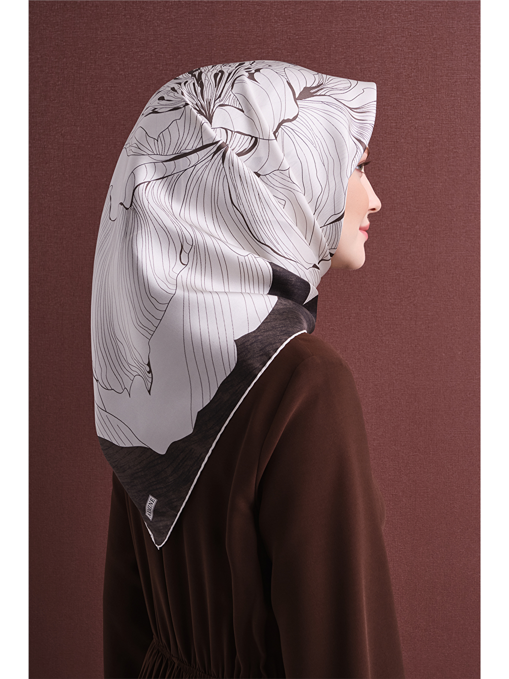 Ekru Saf İpek Twill Eşarp 9639d 01-3