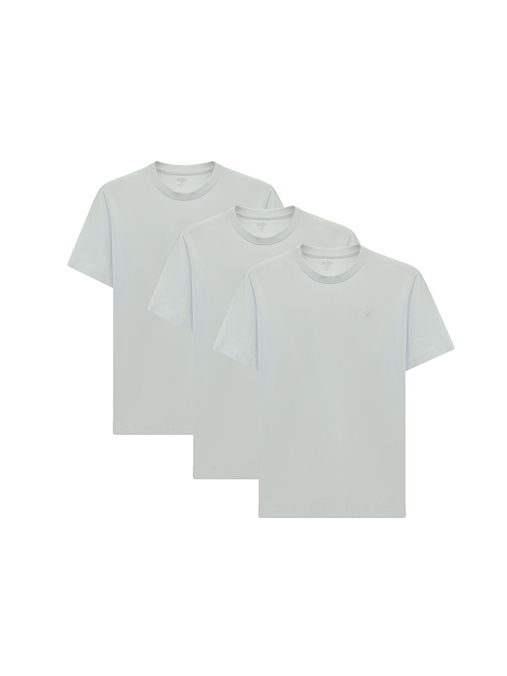 Beyaz Erkek Bisiklet Yaka Regular Fit %100 Pamuk 3'lü Paket T-shirt Seti