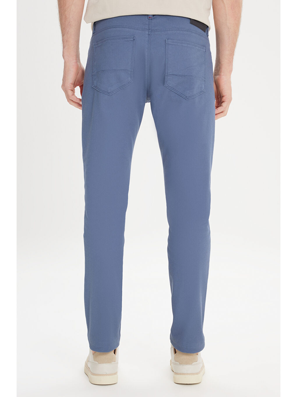 Erkek Petrol Slim Fit Dar Kesim 5 Cep Armürlü Esnek Pantolon-5