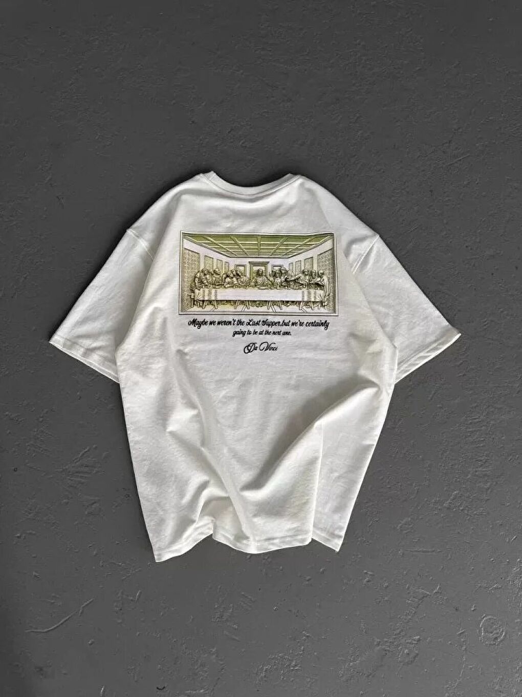 Unisex Baskılı Oversize T-Shirt - Beyaz-2