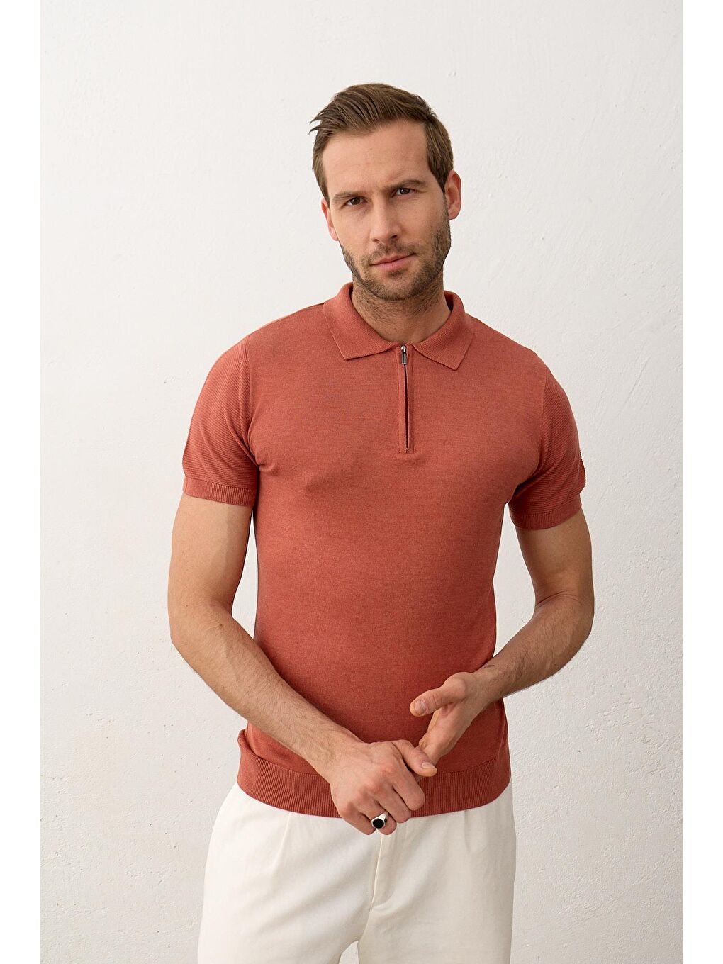 DANGER Tarçın Erkek Basic Slim-Fit Polo Yaka Yazlık Triko T-shirt Tarçın - 2