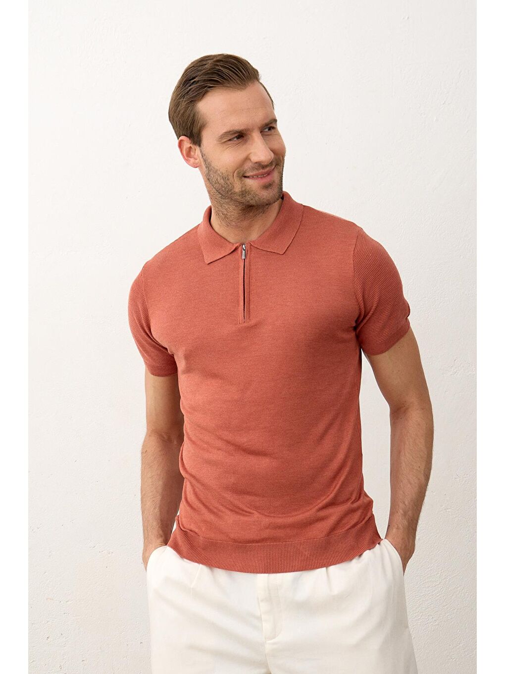 DANGER Tarçın Erkek Basic Slim-Fit Polo Yaka Yazlık Triko T-shirt Tarçın - 4