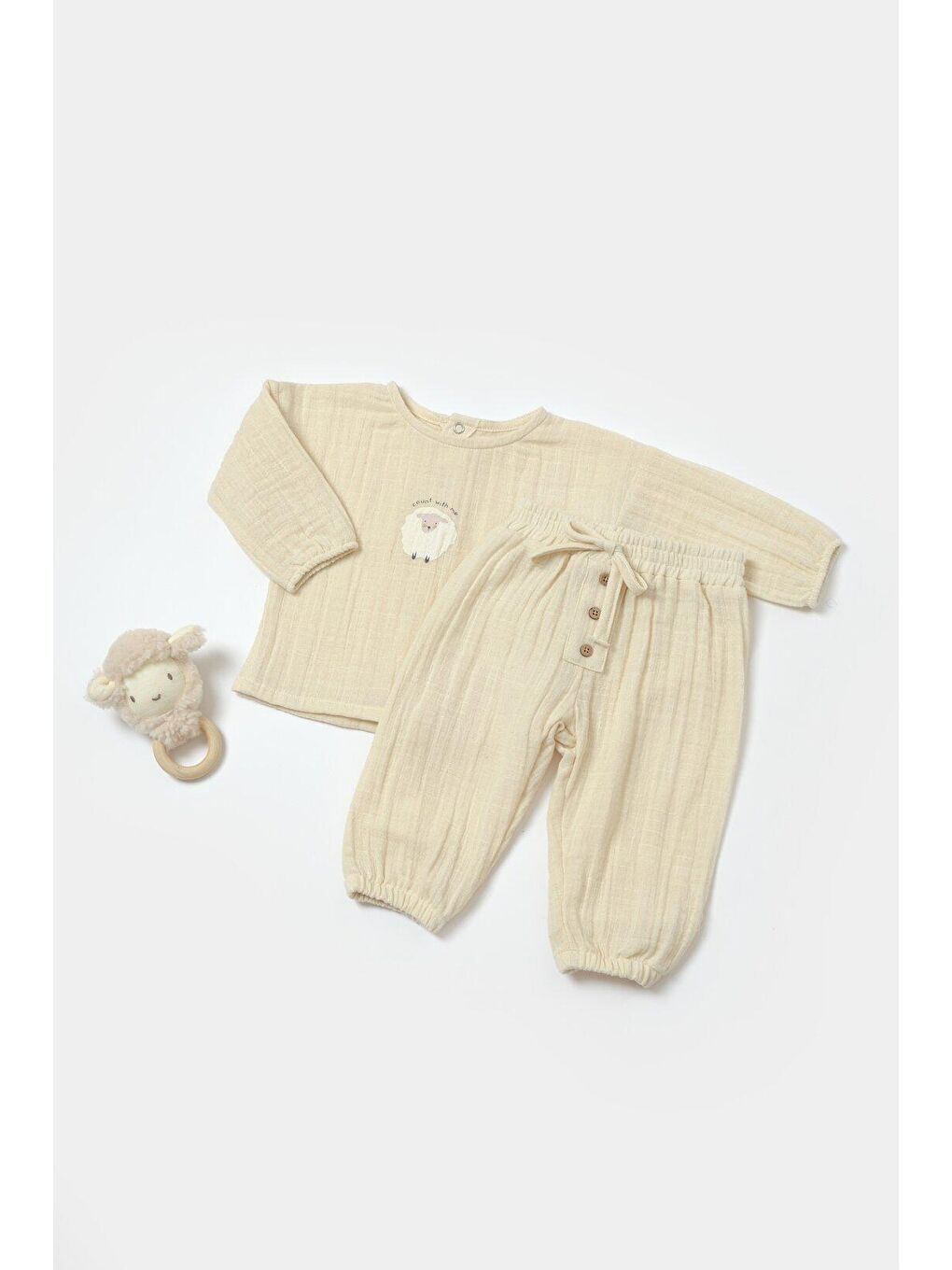 BabyCosy Organic Wear Taş-Beyaz Alt&Üst Takım