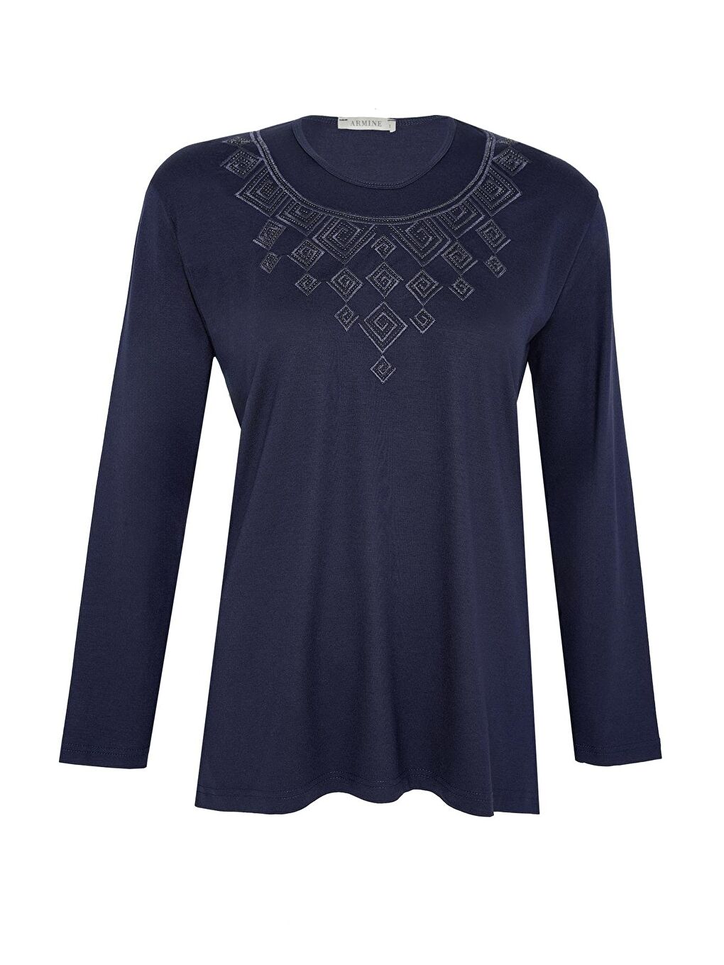 Nakış Detaylı Penye Bluz 24Yd9015 Lacivert