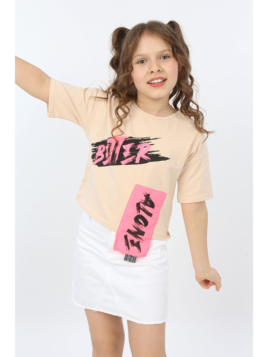 Bej Kız Çocuk Better Baskılı Tişört-2