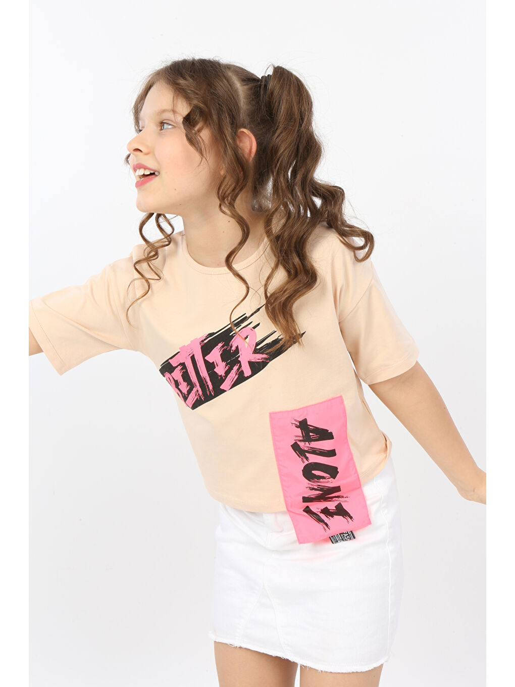 Bej Kız Çocuk Better Baskılı Tişört-4