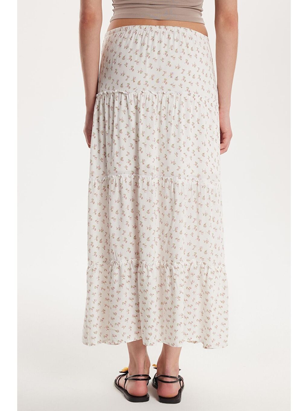 Karışık Kadın Standart Fit Bağlamalı Baskılı Viskon Etek-4