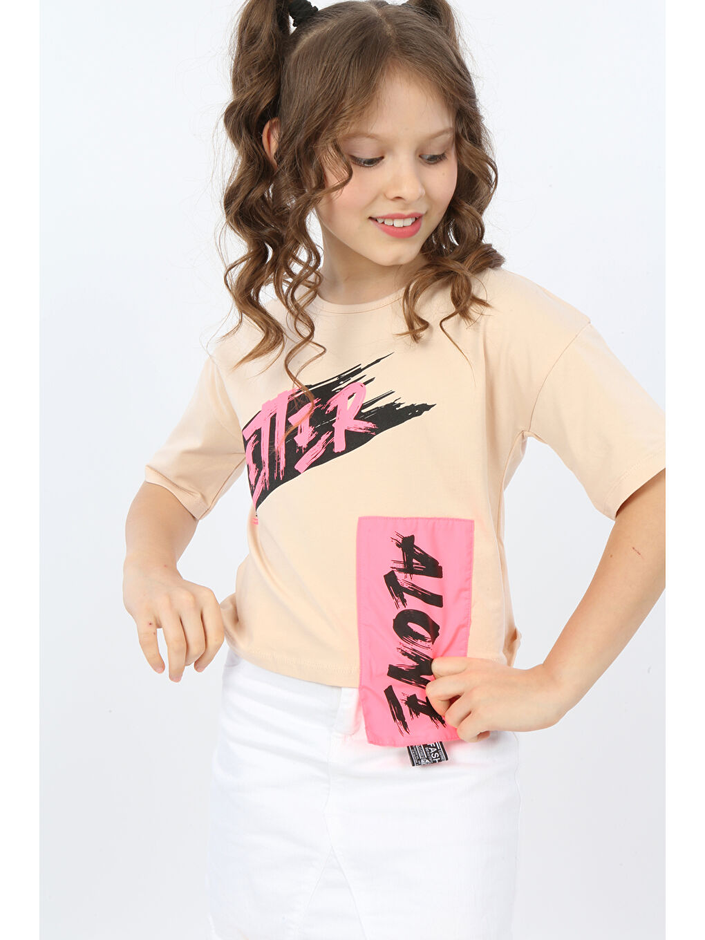 Bej Kız Çocuk Better Baskılı Tişört-5