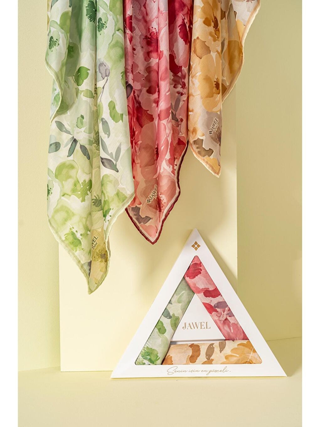 Karışık Kadın Peonia Soft Eşarp Paketi (Sarı-Krem Bordo-Yeşil)