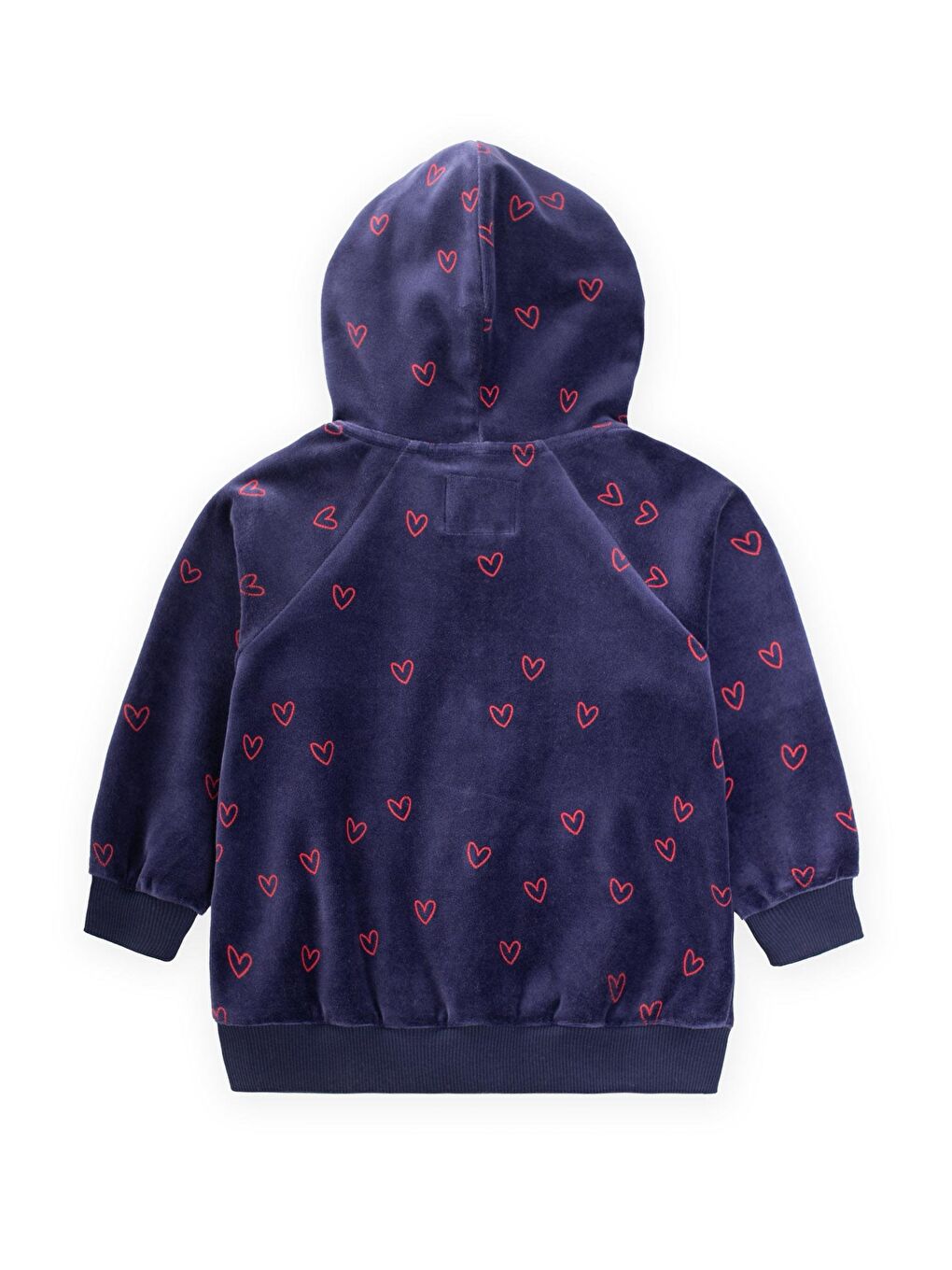 Lacivert Kız Çocuk Desenli Kadife Fermuarlı Sweatshirt-1