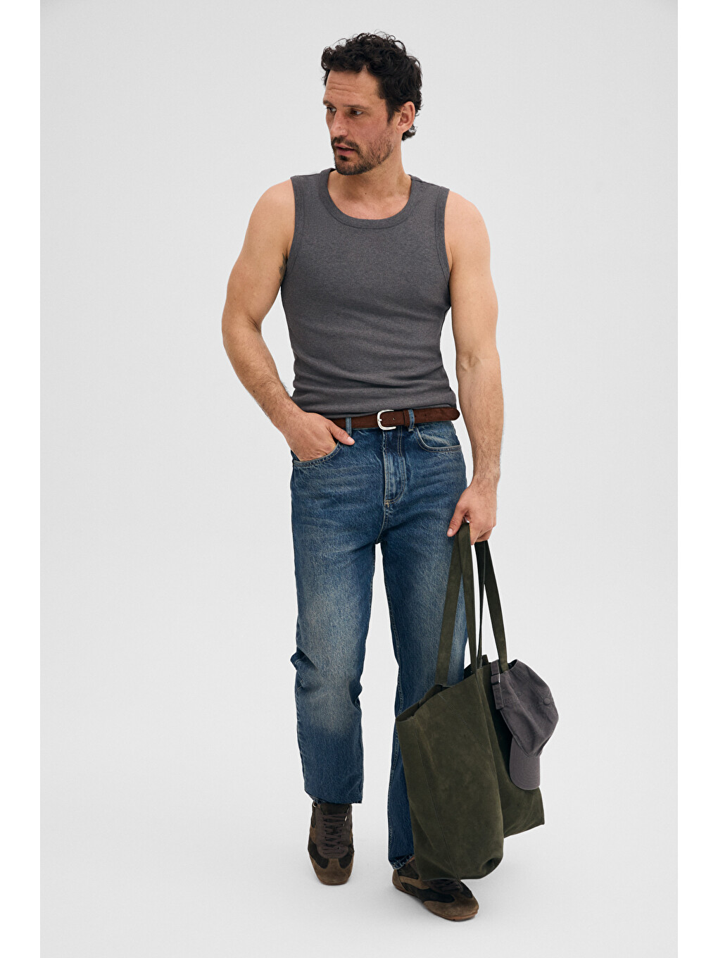 Erkek Yumuşak Ve Esnek Kumaşlı Organik Pamuklu Slim Fit Gri Atlet