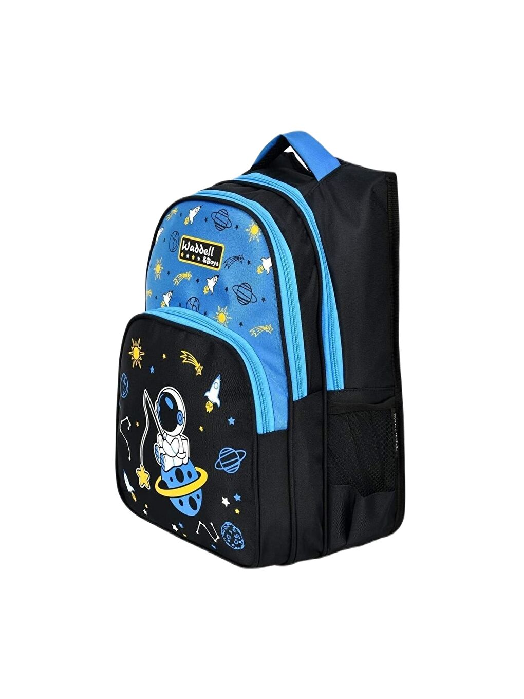 3 Bölmeli İlkokul Çantası ve Beslenme Çantası Astronot Mavi-Siyah 3004-3