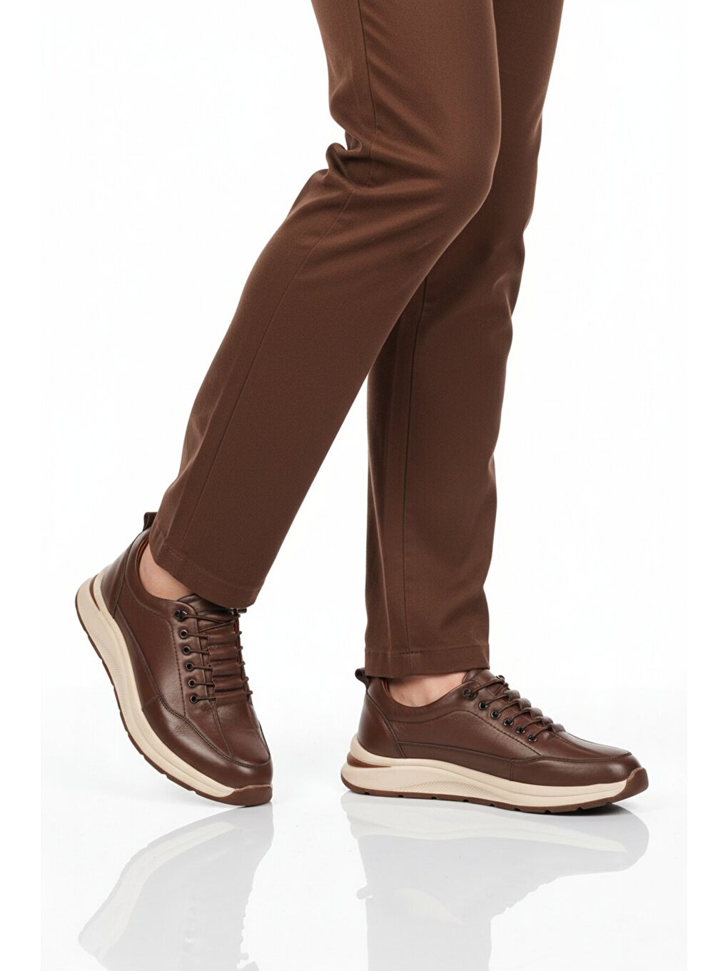 Kahverengi Premium Kahve Hakiki Deri Erkek Casual Ayakkabı 3003 M