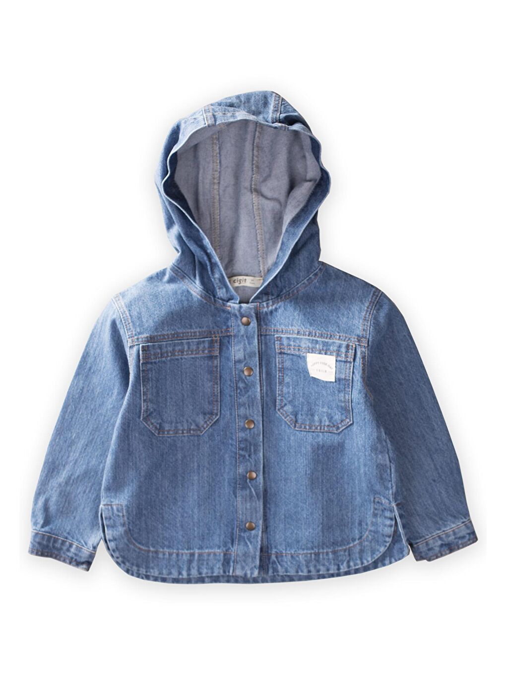 Mavi Kız Çocuk Kapüşonlu Jean Ceket
