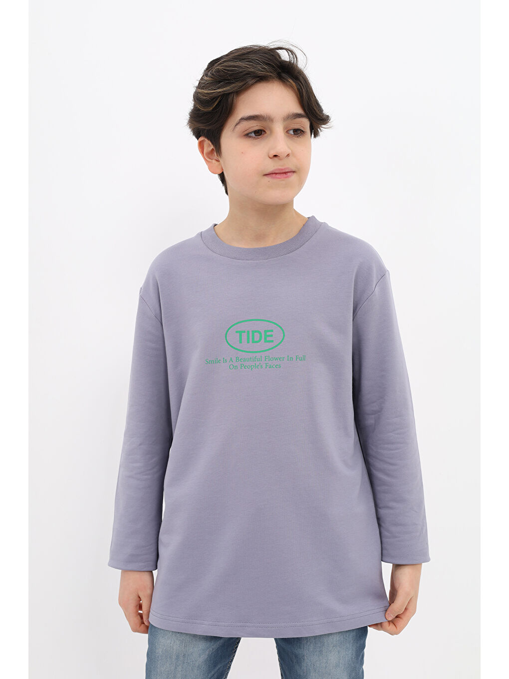 Gri Erkek Çocuk Baskılı Sweatshirt