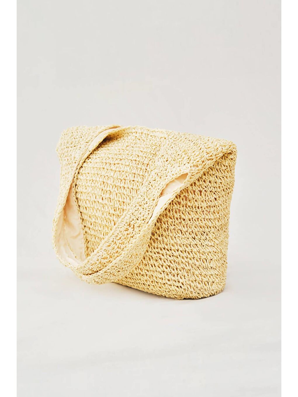 Hasır Plaj Çantası Bej 1003-2