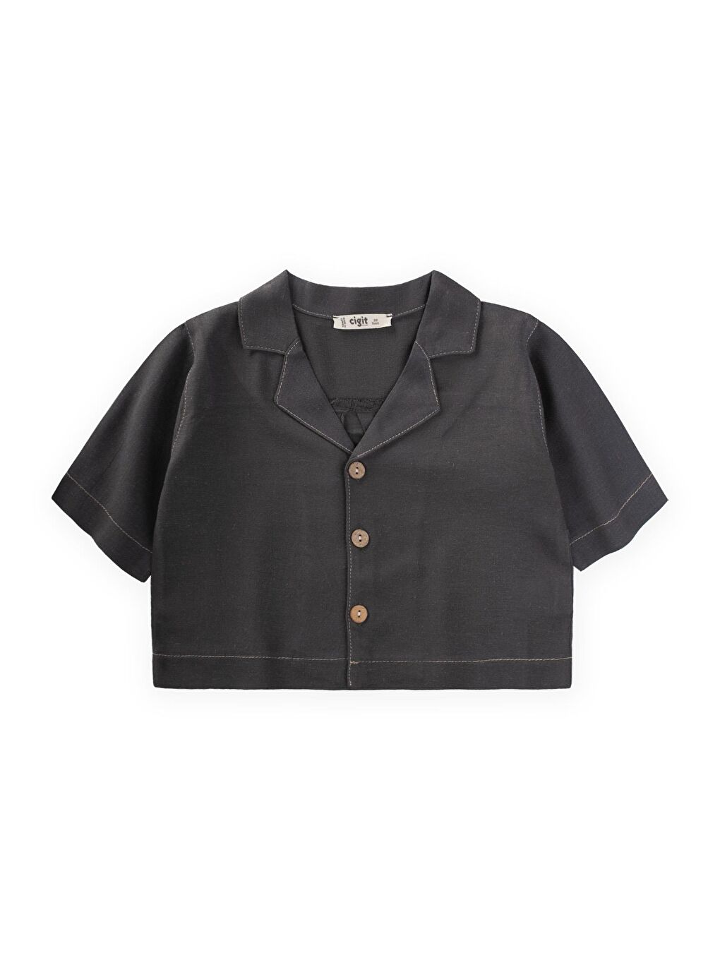 Antrasit Kız Çocuk Keten Ceket