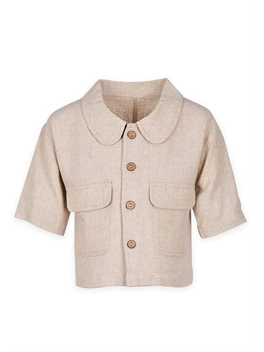 Ekru Kız Çocuk Keten Takım-2