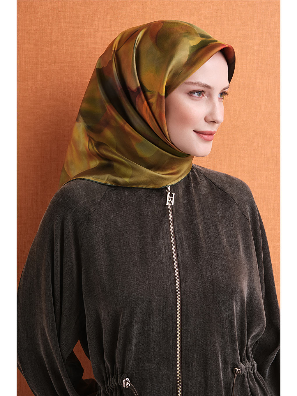 Yeşil Saf İpek Twill Eşarp 9603d 11-1