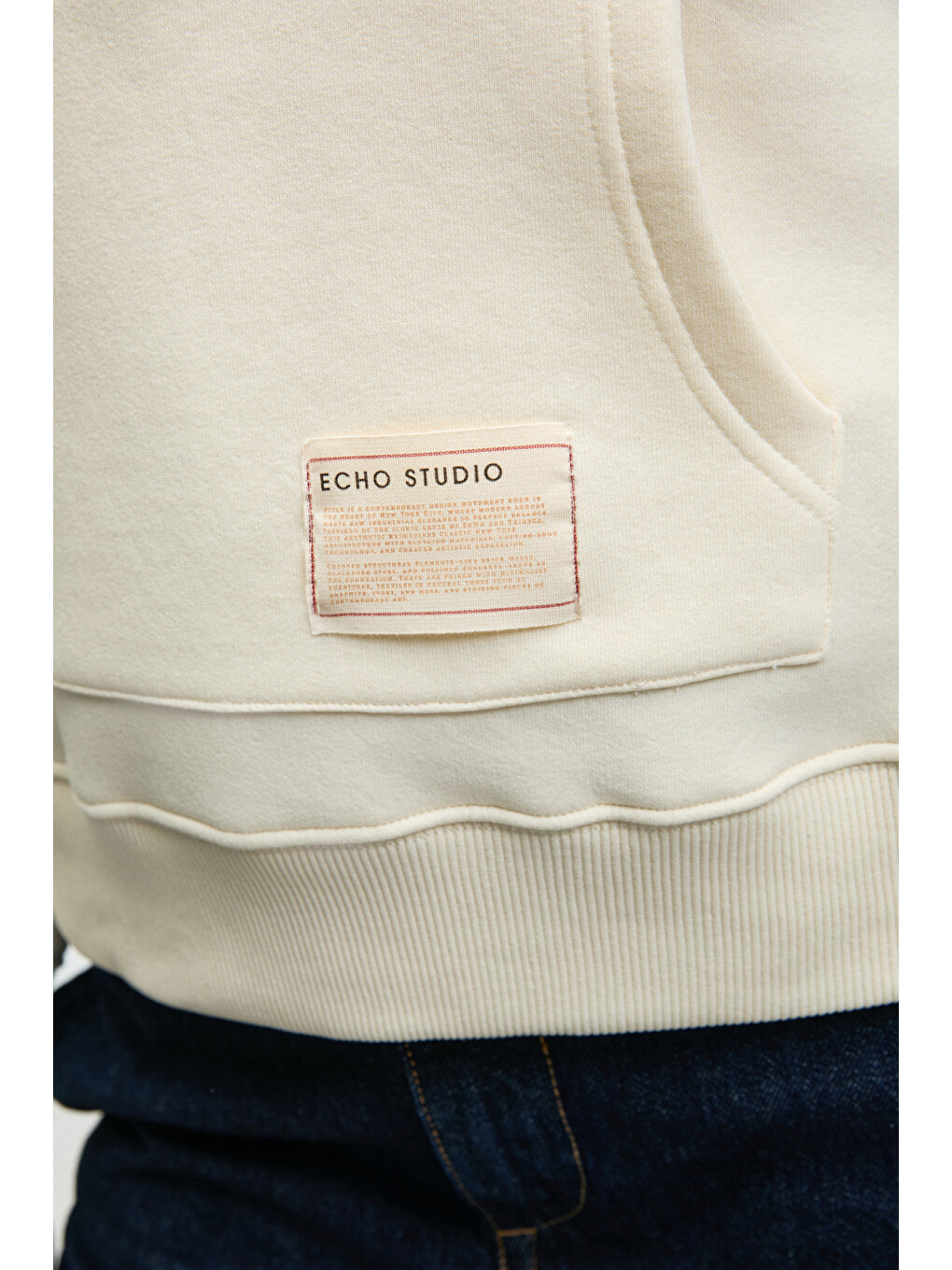 Clarıe Kadın Organik Pamuklu Oversize Kanguru Cepli Kapüşonlu Ekru Sweatshirt-2