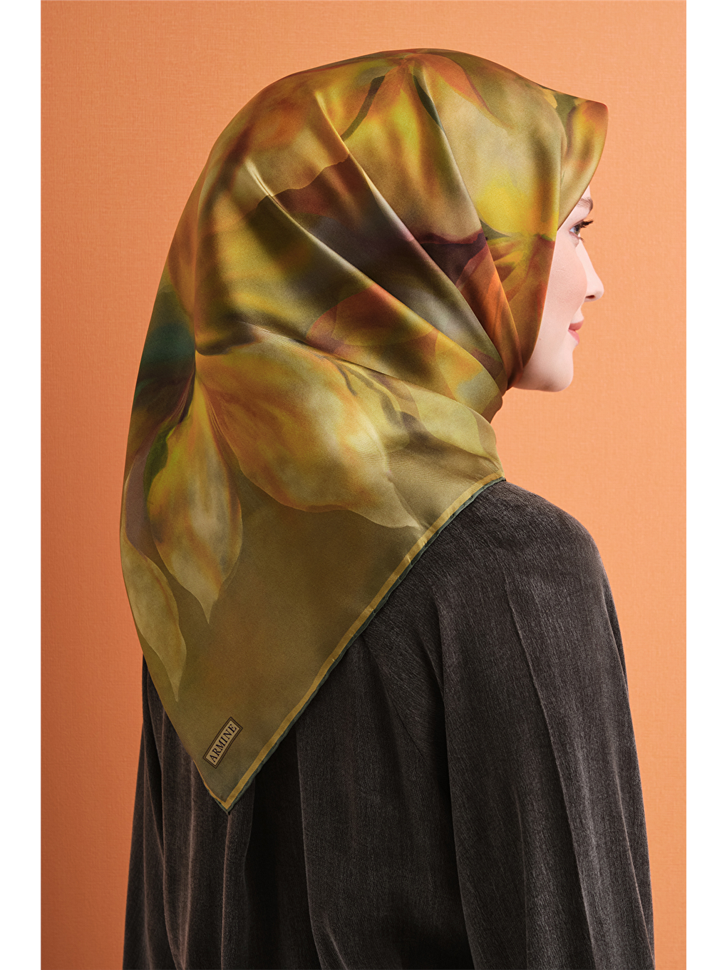Yeşil Saf İpek Twill Eşarp 9603d 11-3