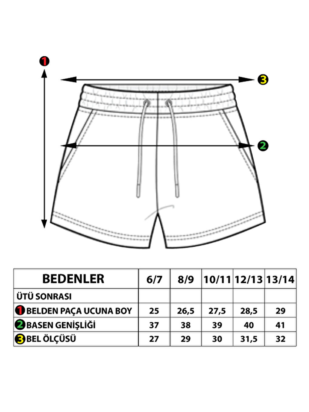 Sarı Kız Çocuk Batik Desenli İki Yanı Cepli Şort