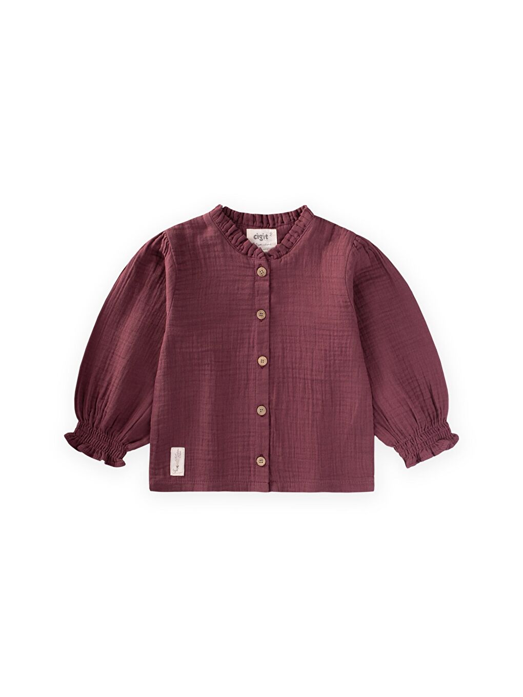 Organik Müslin Gömlek 2-10 Yaş Mürdüm