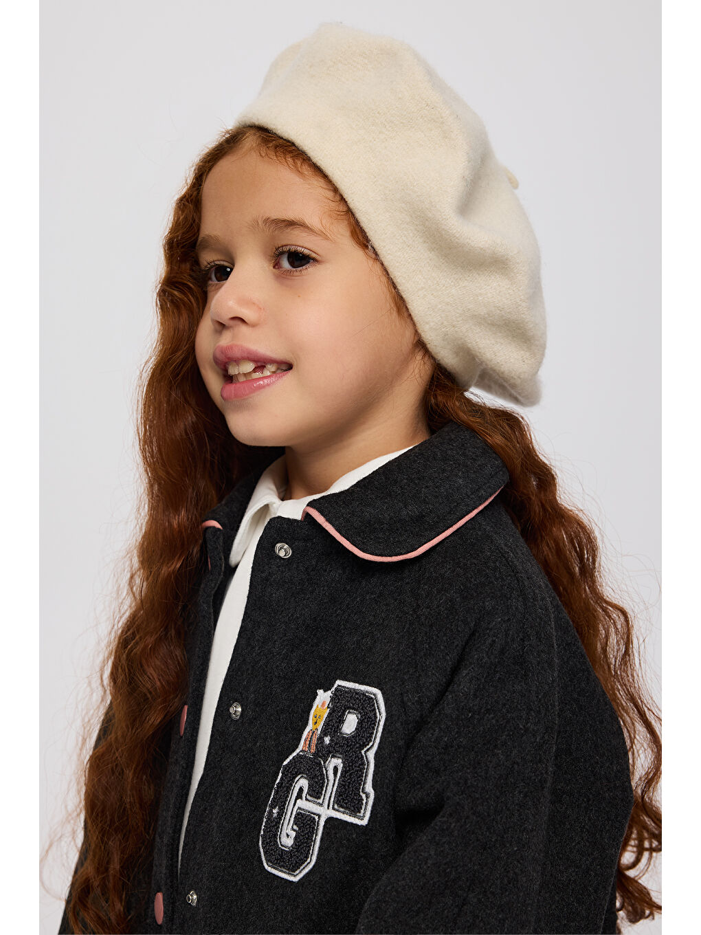 Kız Çocuk Aplike Detaylı Antrasit Ceket-3