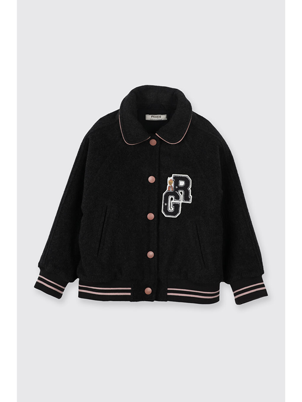 Kız Çocuk Aplike Detaylı Antrasit Ceket-5