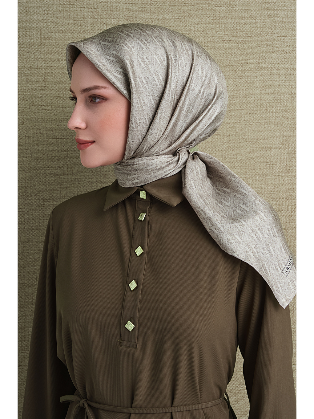 Yeşil Saf İpek Twill Eşarp 9625d 81-1