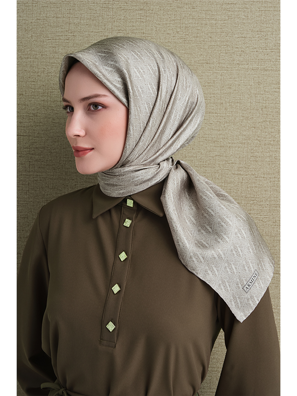 Yeşil Saf İpek Twill Eşarp 9625d 81-2