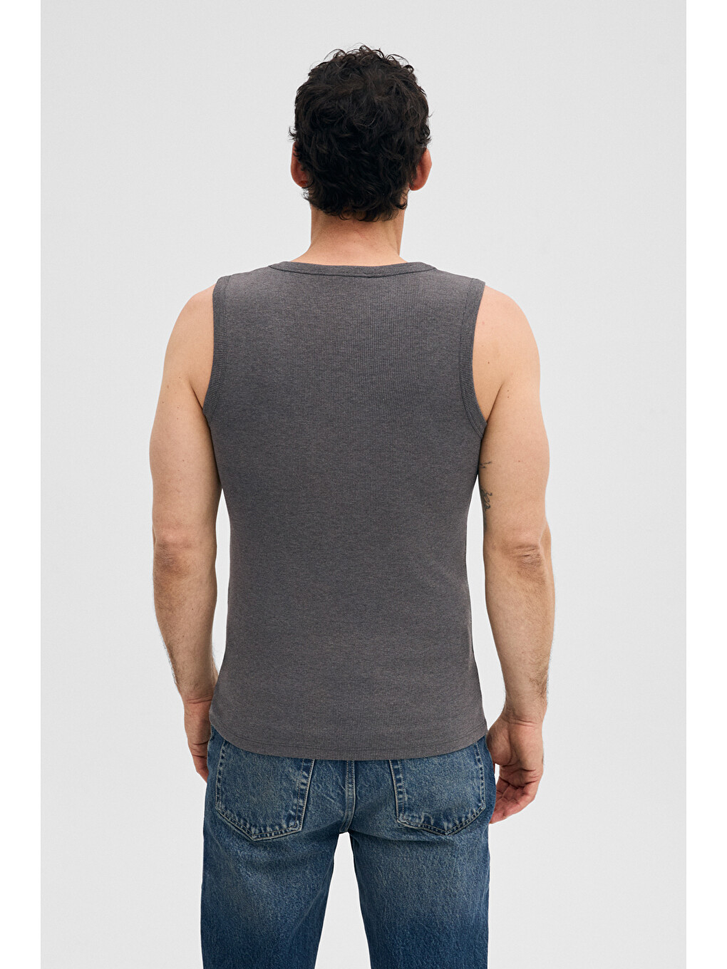 Erkek Yumuşak Ve Esnek Kumaşlı Organik Pamuklu Slim Fit Gri Atlet-4