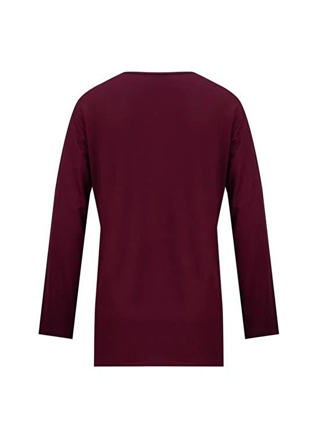 Bordo Nakış Detaylı Penye Bluz 24Yd9015 Vişne-1