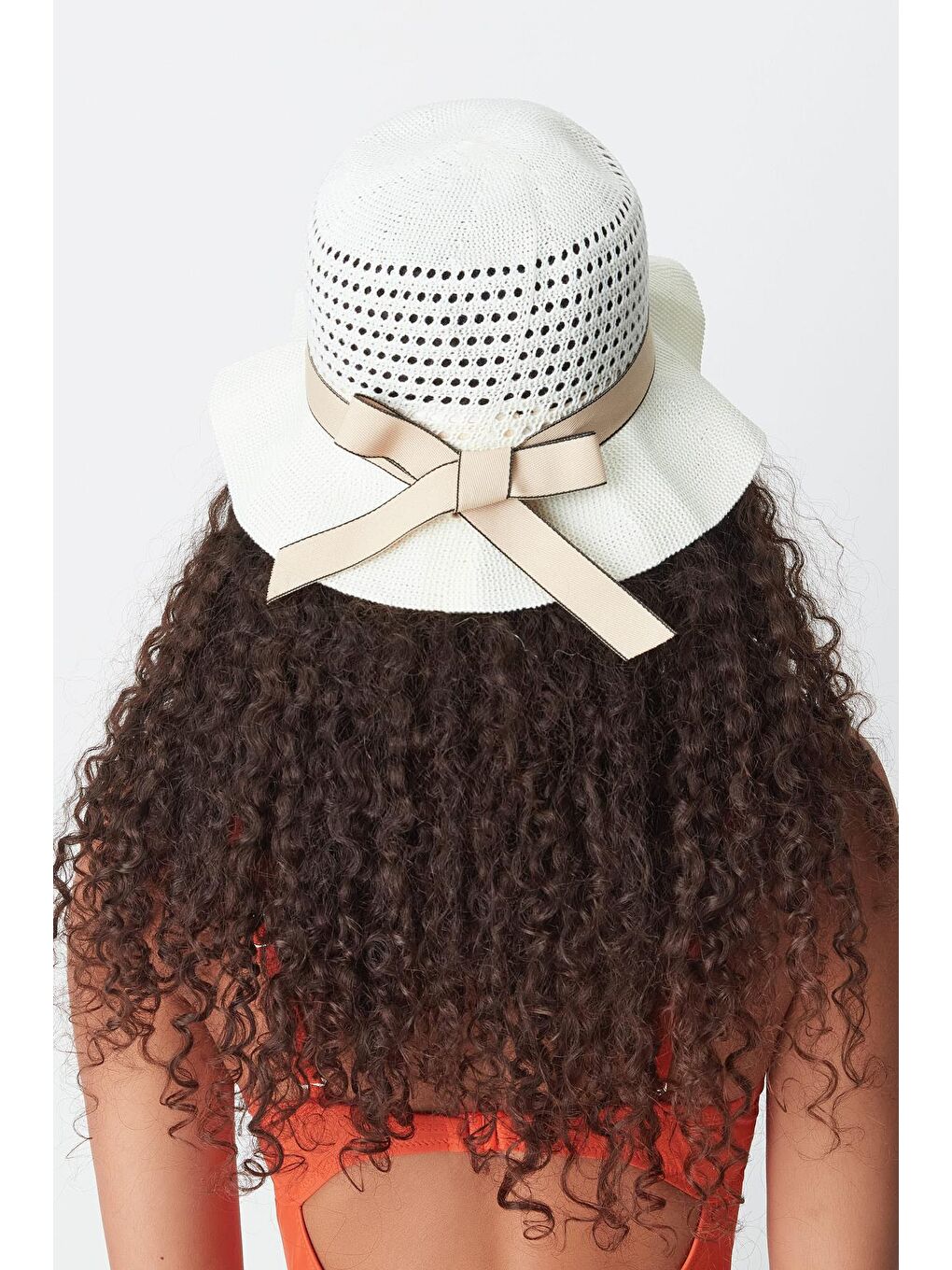 Merserize Plaj Şapkası T24740-14 Beyaz-1