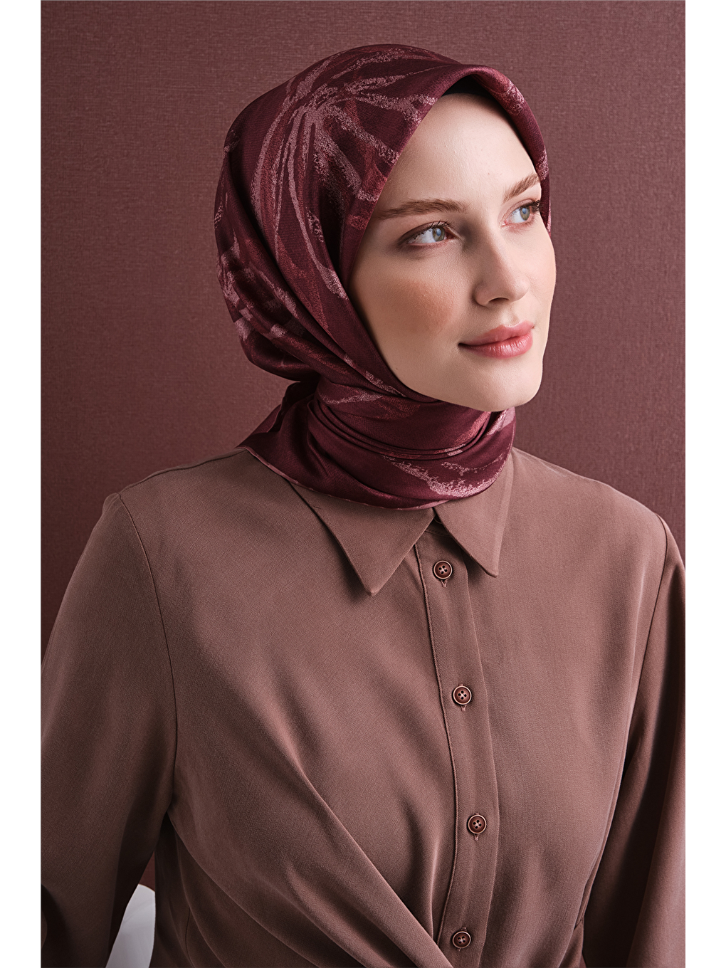 Mürdüm Saf İpek Twill Eşarp 9600d 50-1