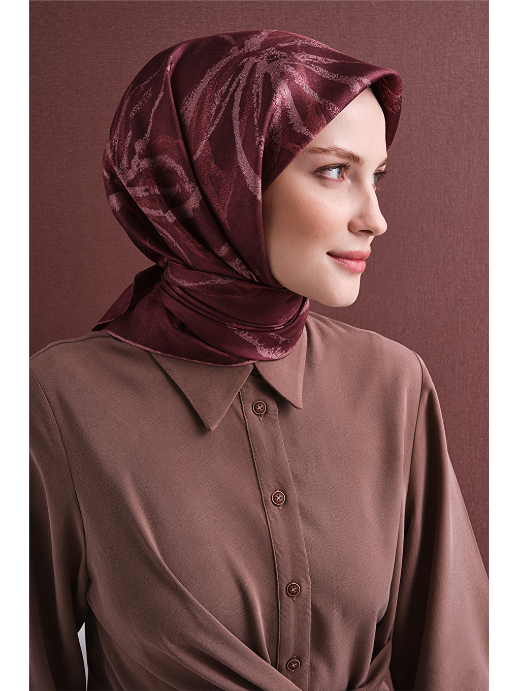 Mürdüm Saf İpek Twill Eşarp 9600d 50-2