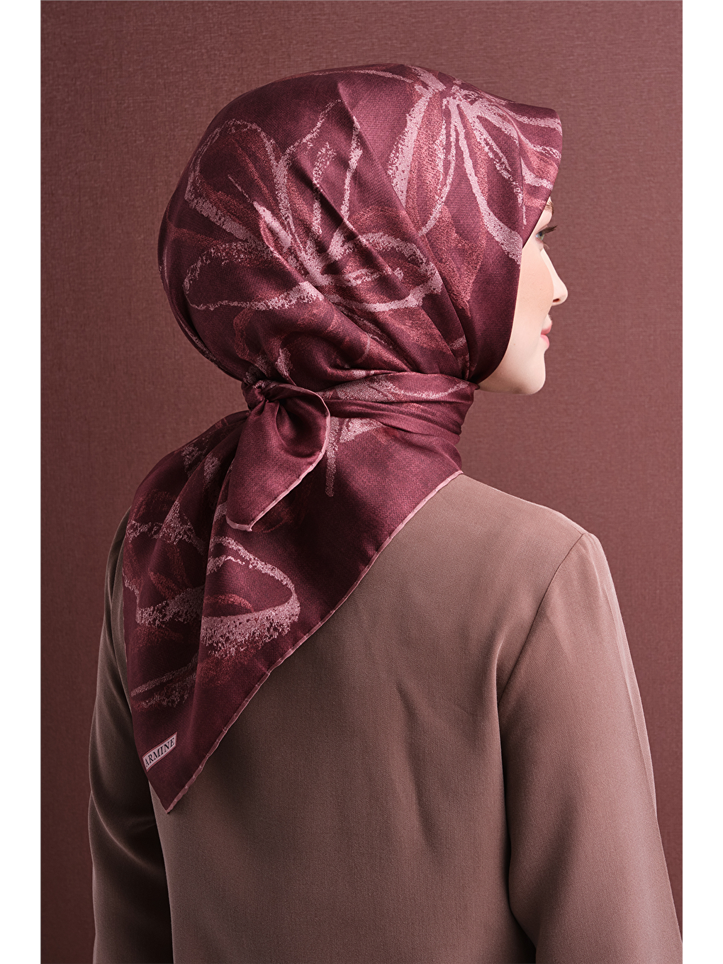 Mürdüm Saf İpek Twill Eşarp 9600d 50-3
