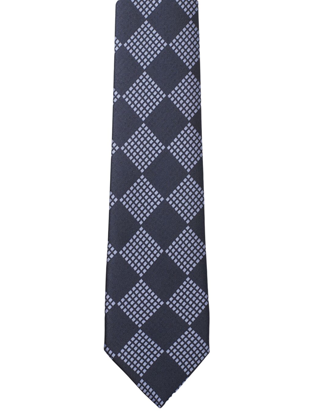 Erkek Lacivert-Mavi Desenli Klasik Kravat-1