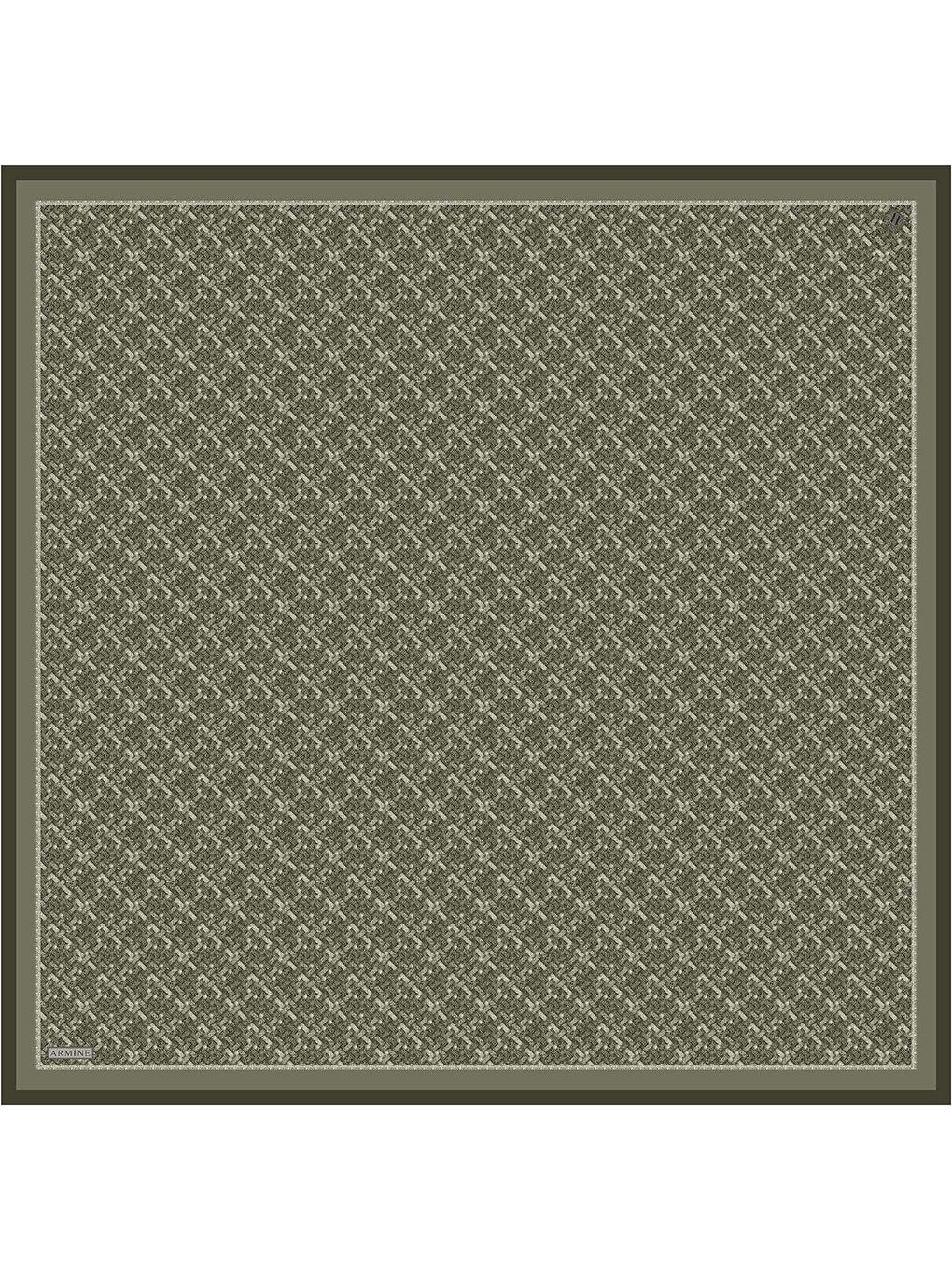 Yeşil Soyut Desenli Saf İpek Twill Eşarp 9405D 82-3