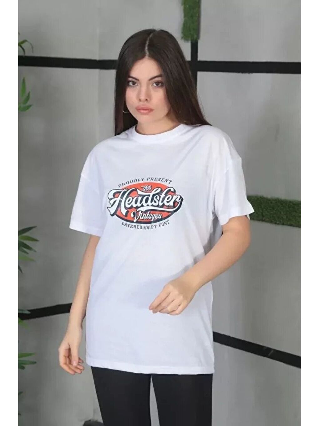 Unisex Baskılı Oversize T-Shirt - Beyaz-1