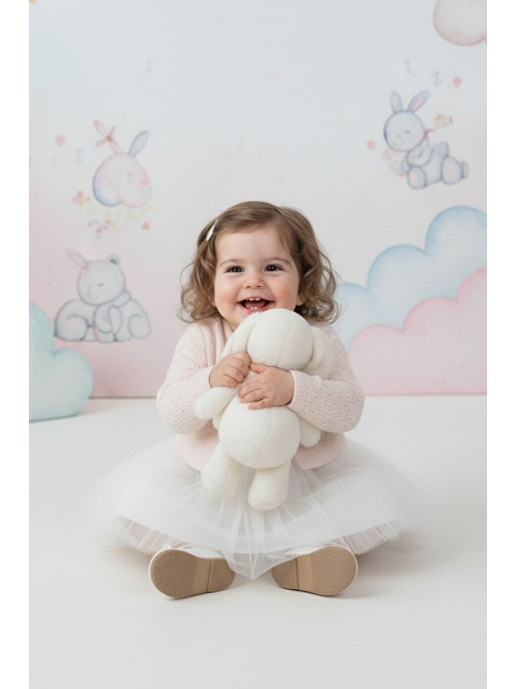 Pembe Triko Bolerolu Kız Bebek Elbise M00770-2