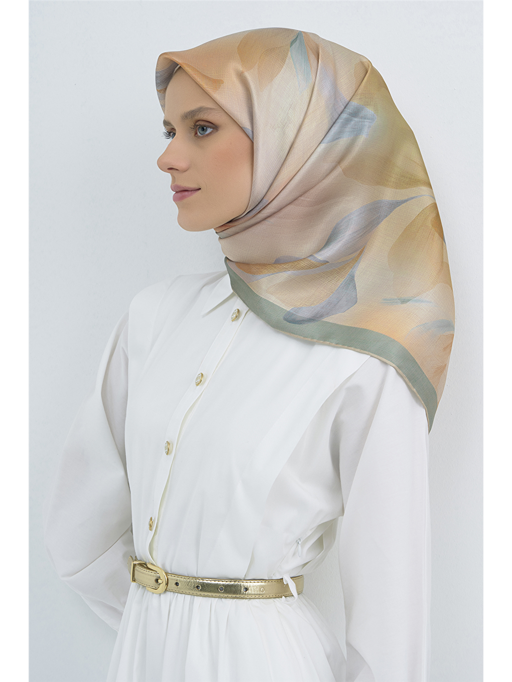 Bej Saf İpek Twill Eşarp 9519D 37-2