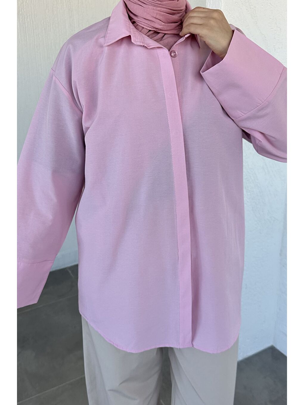 Pembe Bel Kuşaklı Tesettür Tunik-2