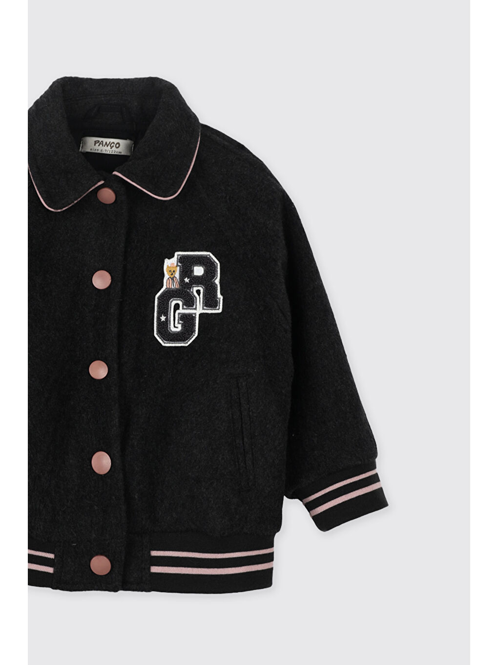 Kız Bebek Aplike Detaylı Antrasit Ceket-2