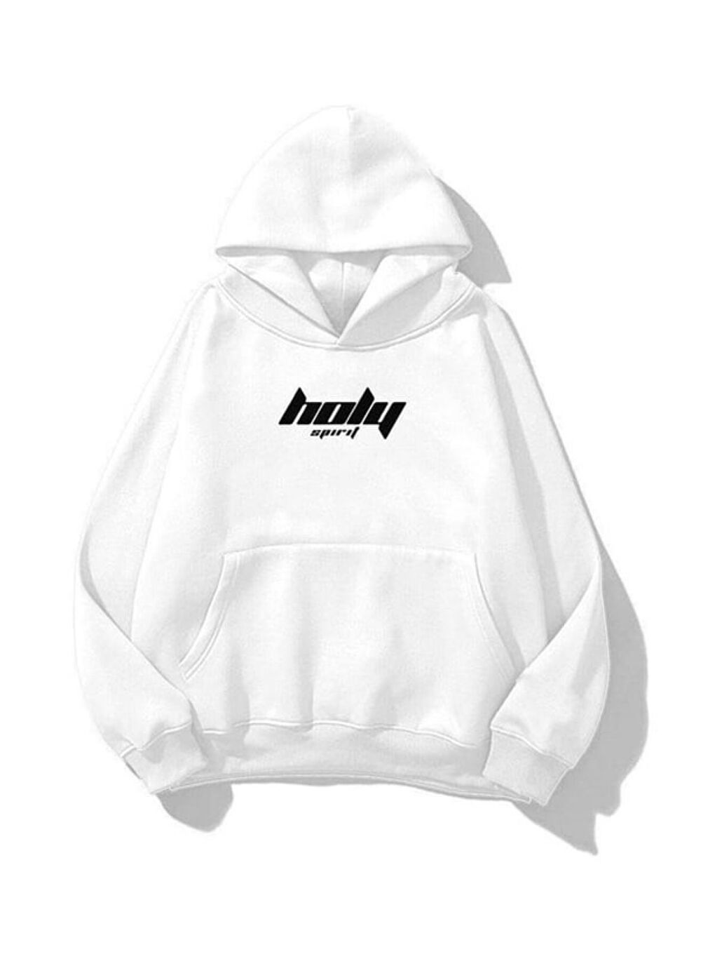 Unisex Holy Baskılı Kapüşonlu Sweatshirt Hoodie Beyaz