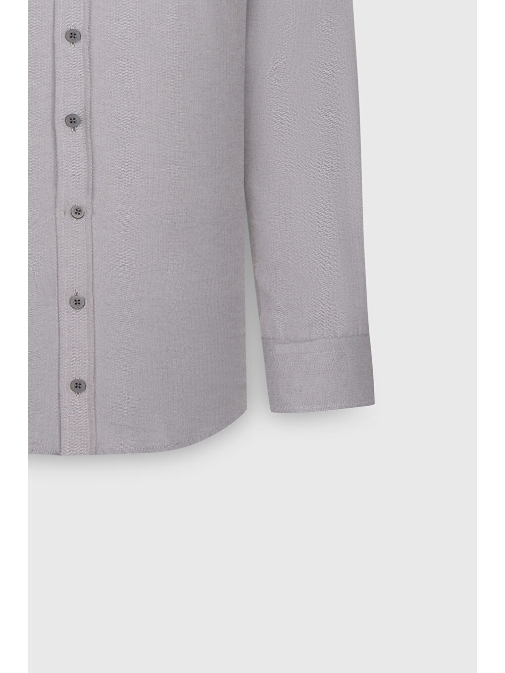 Erkek Gri Pamuklu Oxford Slim Fit Dar Kesim Gizli Düğmeli Yaka Armürlü Gömlek-2
