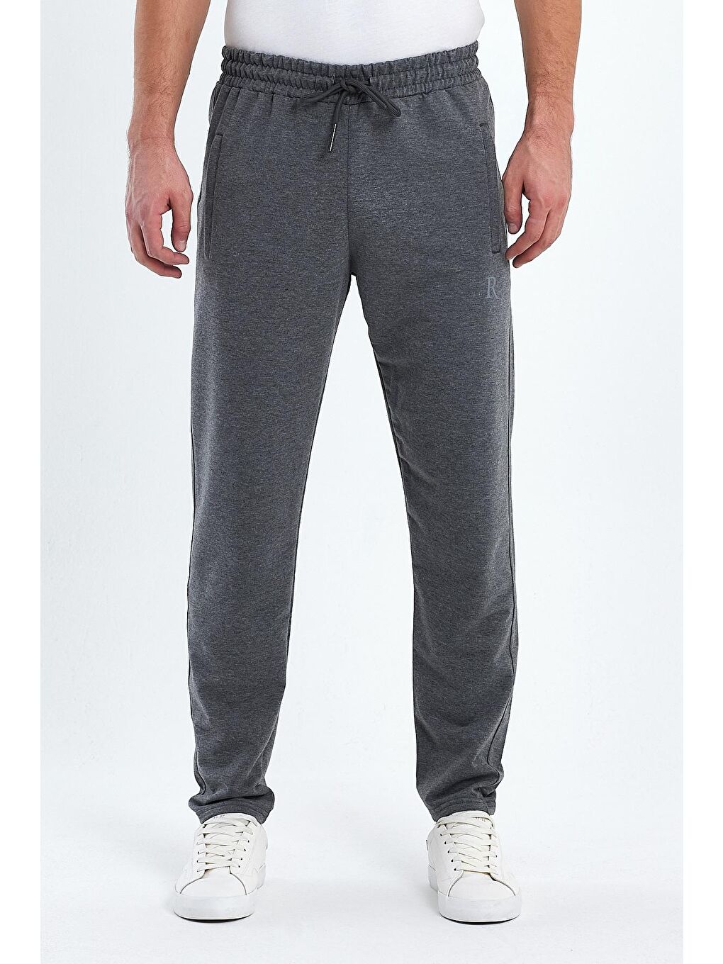 Antrasit Düz Paça Arkası Reflektör Baskı Erkek Eşofman Altı